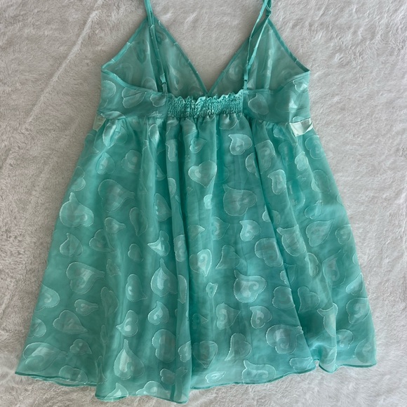 Victoria's Secret Teal Heart Pattern Babydoll Dress - Picture 2 of 5